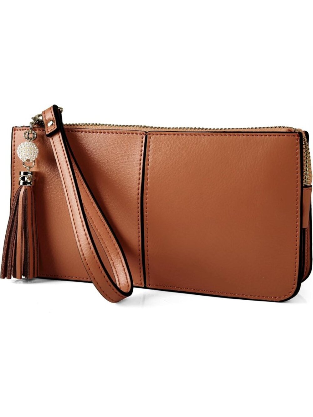 Women’s Penny Brown Genuine Leather Wristlet Clutch Slim Holder Wallet Purse